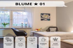 Blumenvilla 1 mit begehbarer Dusche, Sauna und Garten, Schneverdingen