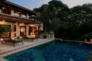 Katamanda Villa Chanti pool with gardens near beach, Kata