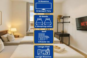 Leipzig Zentrum, Schnelles WLAN, TVs in allen 5 Zimmern, Self-Check-in, 5 Riesige Zimmer für große Gruppen, Aufzug Apartments, Leipzig