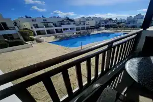 Pool view studio, shaded balcony, Peyia