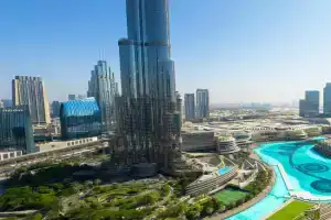 GRANDE SIGNATURE with a direct Burj Khalifa view and Private Fountain Show at high floor with DXB AIRPORT VIP Shuttle option for 6 guests, Dubai