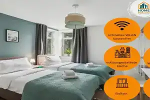 6 Schlafplätze - Zentral, Balkon, Parkplatz, Küche Apartments, Bocholt