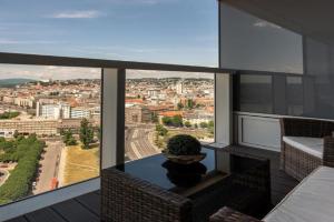 Panorama - Sunset and castle view, 22nd floor, garage, AC Apartments, Bratislava