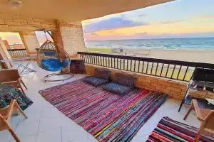 Hotel appartment sea view free wifi 3 bedrooms 2 full bathrooms 4th floor Bellevue village agami families are preferred available all year days with 5 heavy blankets, Alexandria