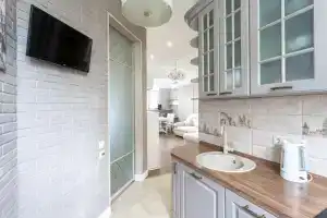 Spacious apartment with balcony and sea view in Poseidon residential complex, Sochi