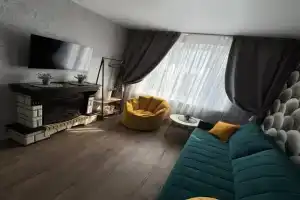 1-room Apartment with queen size bed with sofa with Balcony with view, Pskov