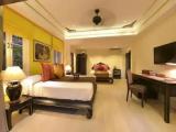 Antique Gold room with pool view