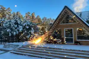 Uyutnyy treugolnyy dom v okruzhenii lesa Cottage, Krasnoyarsk