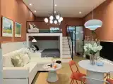 Yian 2 Retro Orange Loft Family Room with Courtyard